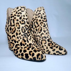 Steve Madden Rookie Leopard Calf Hair Ankle Boots Booties Size 7M